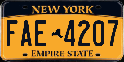 NY license plate FAE4207