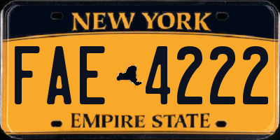 NY license plate FAE4222