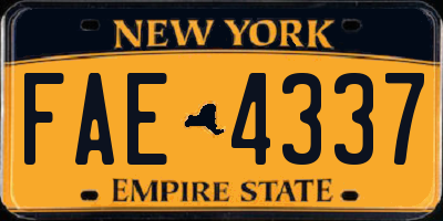 NY license plate FAE4337