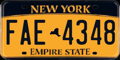 NY license plate FAE4348