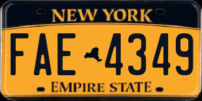 NY license plate FAE4349