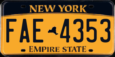 NY license plate FAE4353