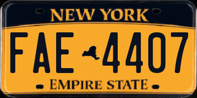NY license plate FAE4407