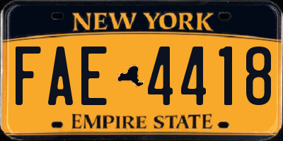 NY license plate FAE4418
