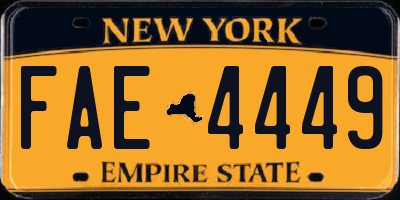 NY license plate FAE4449