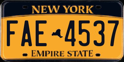 NY license plate FAE4537