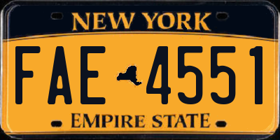 NY license plate FAE4551