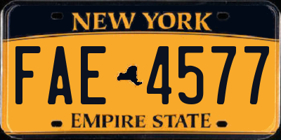 NY license plate FAE4577