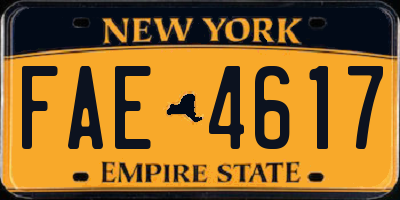 NY license plate FAE4617