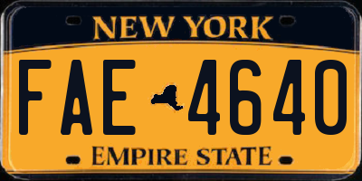 NY license plate FAE4640