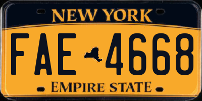NY license plate FAE4668