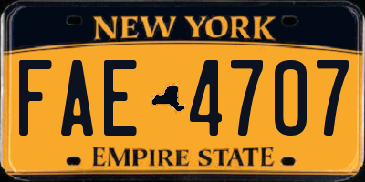 NY license plate FAE4707