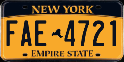 NY license plate FAE4721