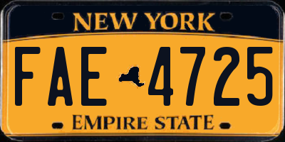 NY license plate FAE4725