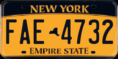 NY license plate FAE4732