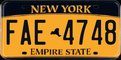 NY license plate FAE4748