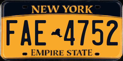 NY license plate FAE4752