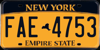 NY license plate FAE4753