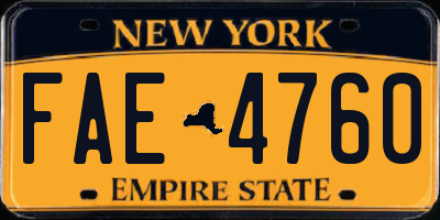 NY license plate FAE4760