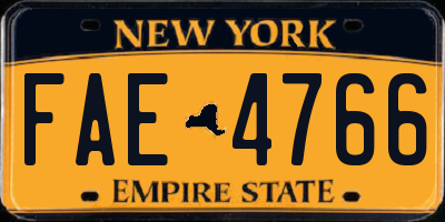 NY license plate FAE4766