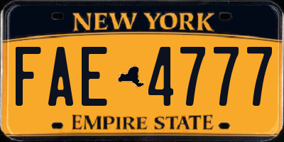 NY license plate FAE4777