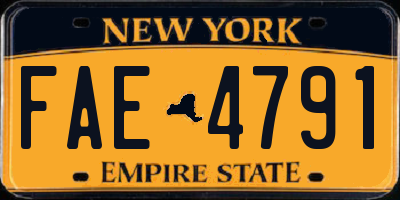 NY license plate FAE4791