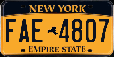 NY license plate FAE4807