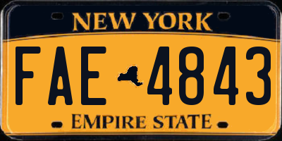 NY license plate FAE4843