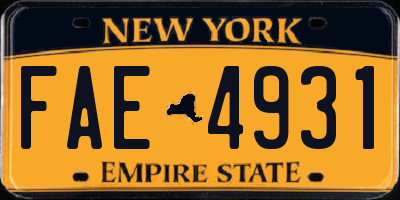 NY license plate FAE4931