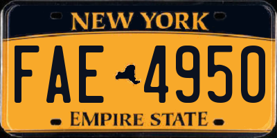 NY license plate FAE4950
