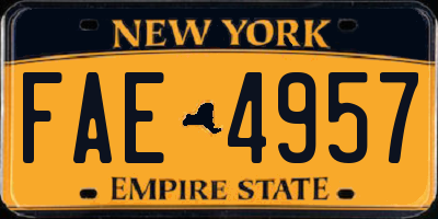 NY license plate FAE4957