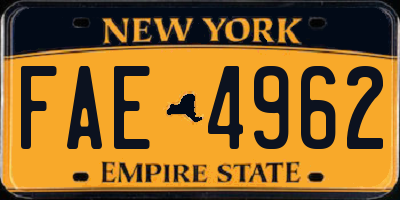 NY license plate FAE4962