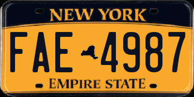 NY license plate FAE4987