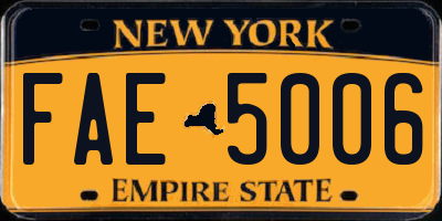 NY license plate FAE5006