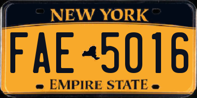 NY license plate FAE5016