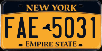 NY license plate FAE5031
