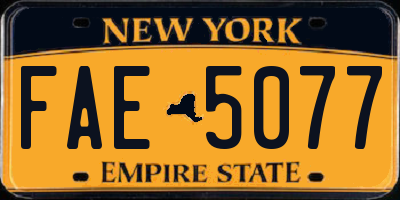 NY license plate FAE5077