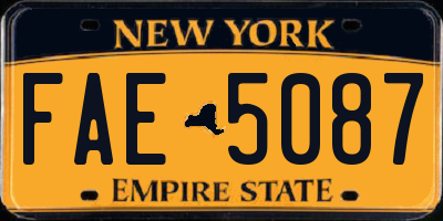 NY license plate FAE5087