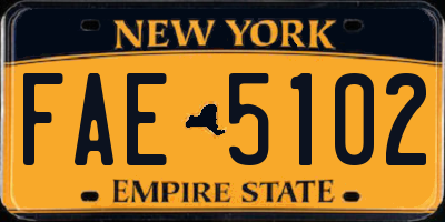 NY license plate FAE5102