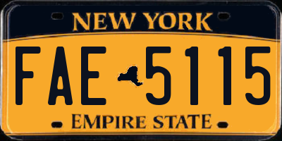 NY license plate FAE5115