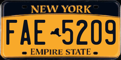 NY license plate FAE5209