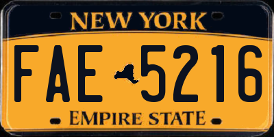 NY license plate FAE5216