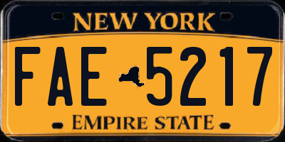 NY license plate FAE5217