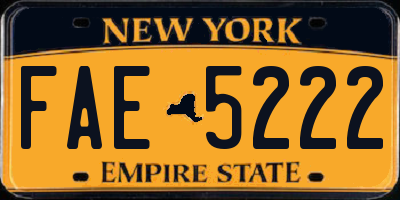 NY license plate FAE5222