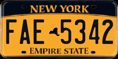 NY license plate FAE5342