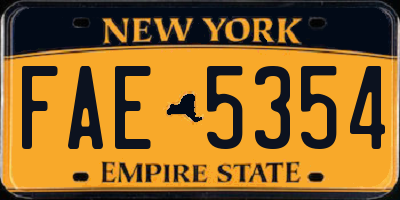 NY license plate FAE5354