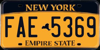 NY license plate FAE5369