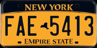 NY license plate FAE5413