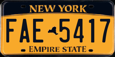 NY license plate FAE5417