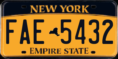 NY license plate FAE5432